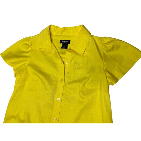 DKNY Button Down T-shirt Dress with Flutter Sleeves - Picture 3 of 3